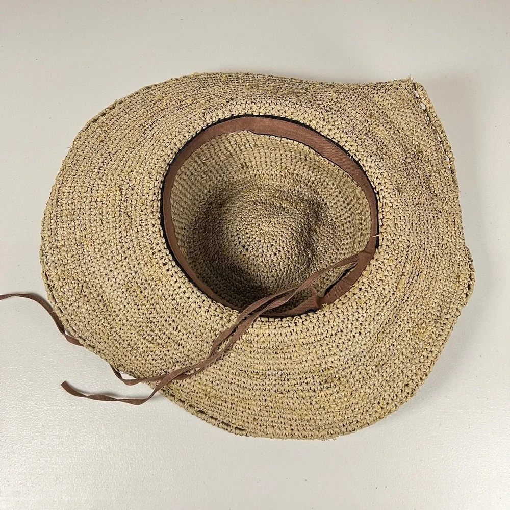 Flora Bella Straw Sun Hat Floppy Wide Brim Adjustable Beach Vacation Beachwear